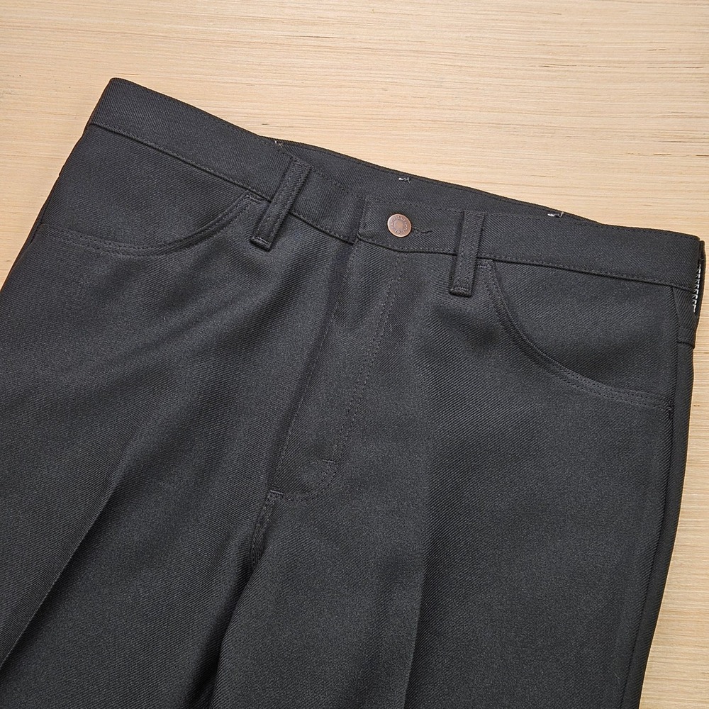 Wrangler Wrancher Dress Jeans Mens 34x32 Black Bootcut Polyester 82BK Pants